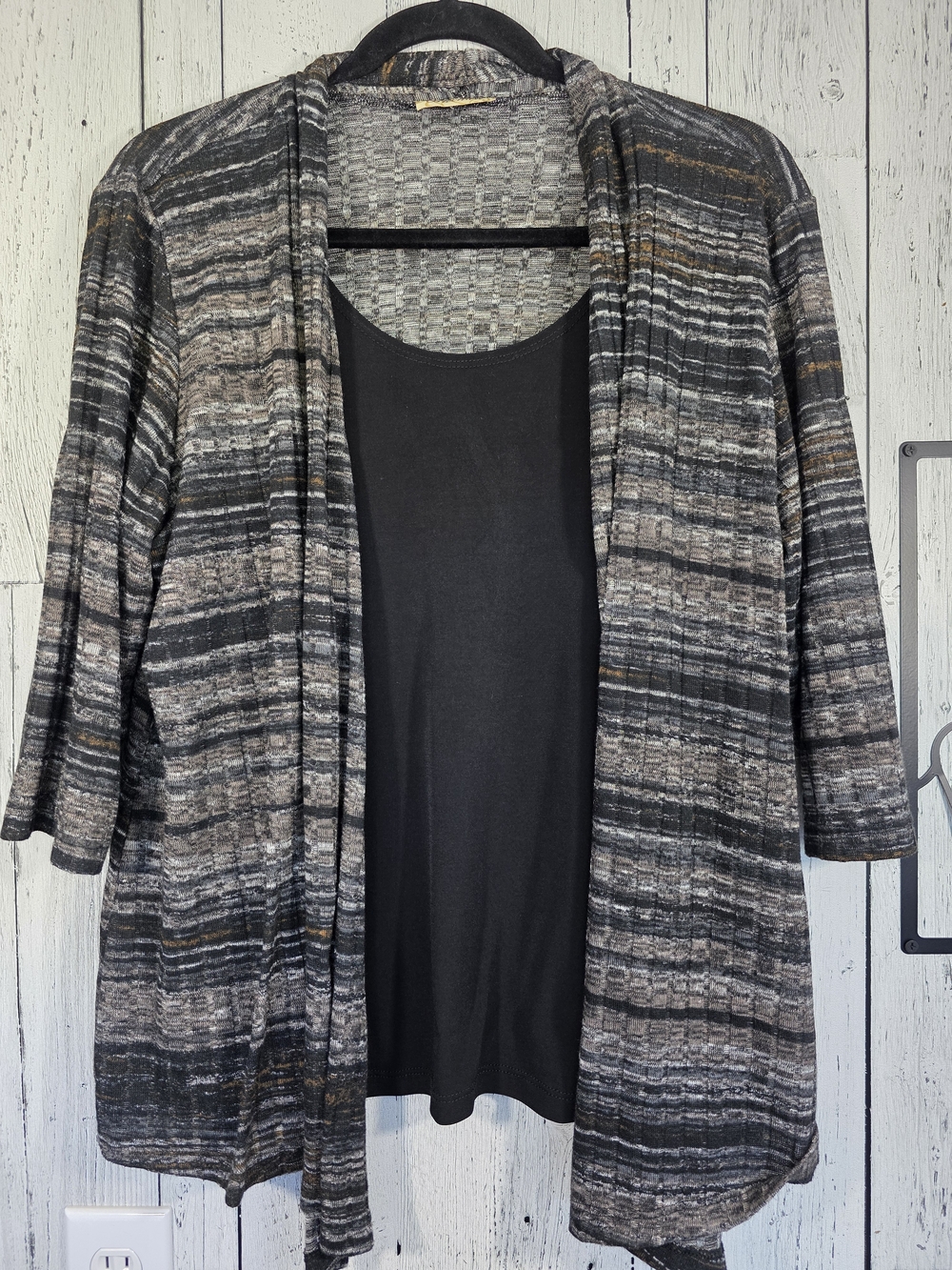 Brochure Made in Canada Layered Cardigan Tank Top Size 1X, Plus Size